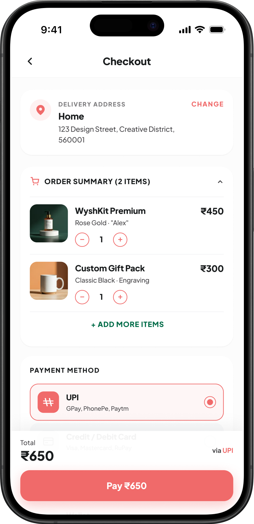 Checkout — payment commitment